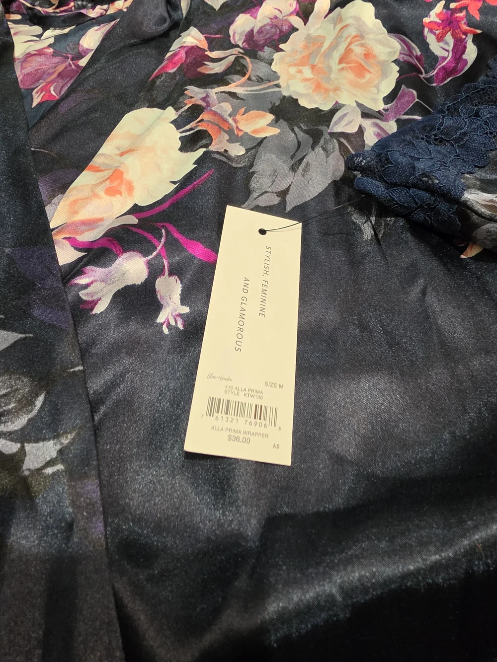Women's Lilac+London Floral Print Midi Wrap Robe Size Medium